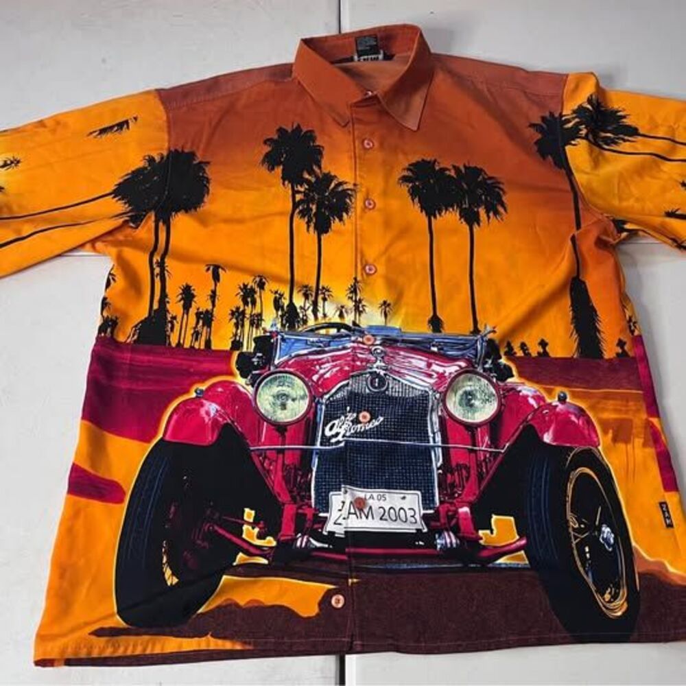 ZAM Alfa Romeo Vintage Graphic Button Down Shirt size Large
